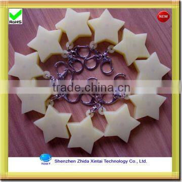 Yellow Star Fruit Silicone Led Flashlight Keychain