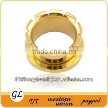 TP01343 gold plated piercing single flared tunnel