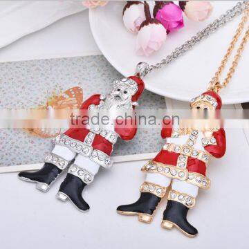 Gold And Silver Plated Santa Holding The Gift Christmas Necklace