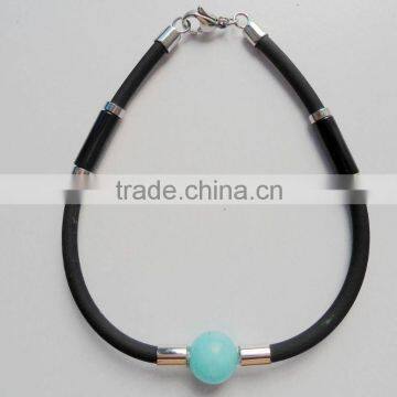 YY001-1 charm real leather stone bracelet