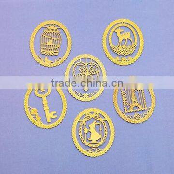 Exquisite hollow out round gold plated South Korea regional multifunction bookmark for promotion