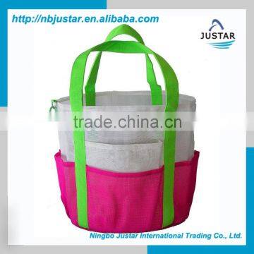 Storage Type, Wholesale Cheap Tote Bag Style Nylon Mesh Bag / Foldable Mesh Beach Towel Bag With Multi Pockets photo-6