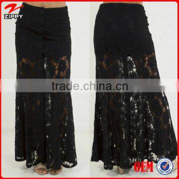 2016 New arrival boho clothing long black lace maxi skirts                        
                                                Quality Choice