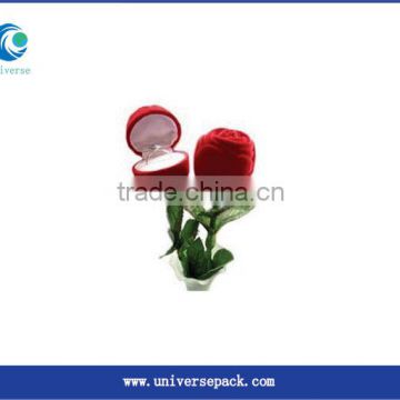 Jewelry Boxes Red Rose Flower Design Flocking Box Made For Hot Sale