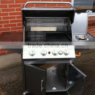 4 Burners Butane BBQ Smoker / 430 Stainless Steel Gas Grill with Cast Iron Grates