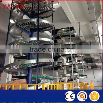 Cases cartons vertical spiral conveyor stainless steel gravity roller