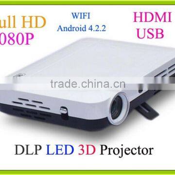 Wifi 3D Android 4.2 1280*800 support 1080P 1200 Lumens DLP Mini Projector TV