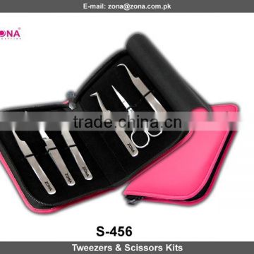 3d volume lashes tweezers and scissors kit under customers brand logo and packing from Zona