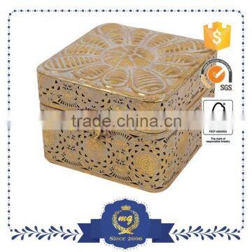 Golden Small Decoration Antique Metal Strong Box