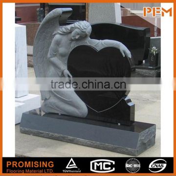 For the grave Chinese pure black granite angel tombstone