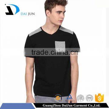 USA fashion man 100% polyester v-neck oem stone washed t-shirt