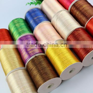 Wholesale golden edges satin ribbon decorative metallic edges ribbon, Christmas packaging ribbon