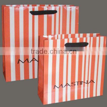 Glossy laminated pinstripe paper bags