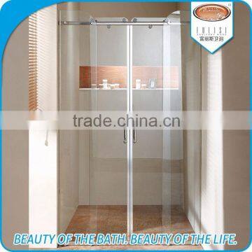 Sanitary unique frameless glass shower enclosure