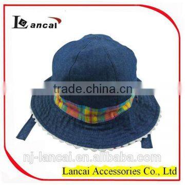Baby Fancy 6 Panel Reversible Denim Check Bucket Hat