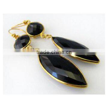 bezel black onyx silver earings