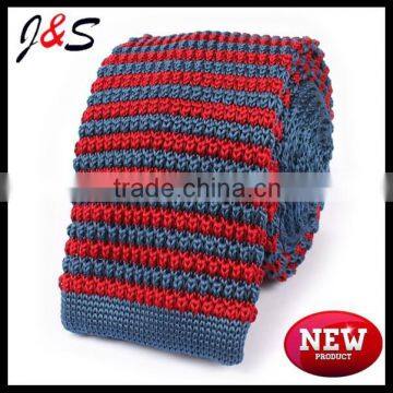 New Arrival Red Blue Stripes Knitted Tie KT062