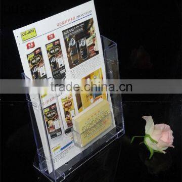 Custom wholesale acrylic brochure holder with business card holder