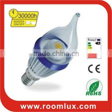 Factory price E27/E14 LED candle bulb light 3W Dia38X120mm