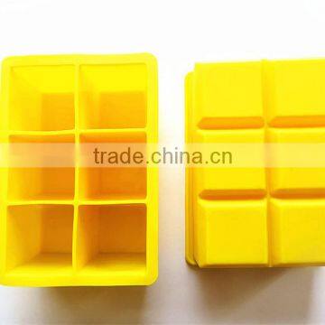 Various color Ready made FDA approved food grade a big cube square silicone tray 6 cavity