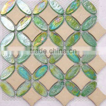 JY-G-105 special wall tile coins painting glass mix stone mosaic Beautiful mosaic pattern