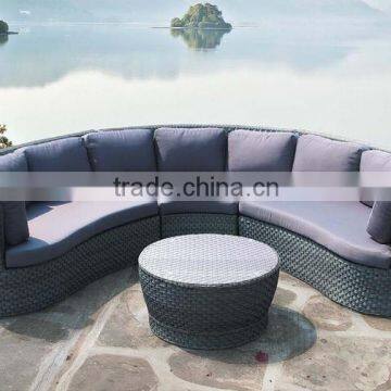 Half round rattan outdoor furniture sofa with coffee table egg shape sofa