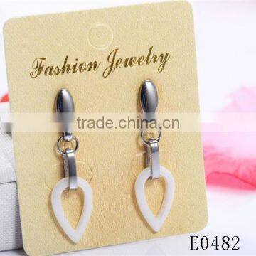 Hot sale superoir quality stainless white ceramics hangginl earrings for lady