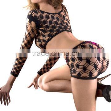 Ladies Hardcore Net Long Sleeve Sexy Black Mini Dress