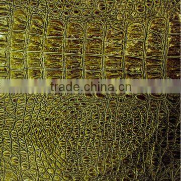 Pressure crocodile grain pu synthetic leather for bags,sofa,furniture