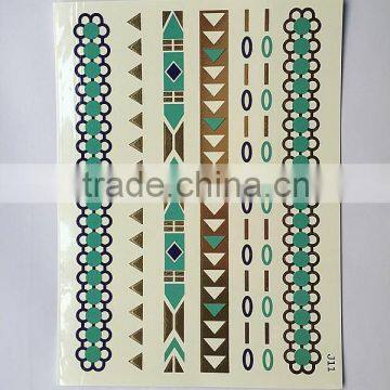 Non-toxic Flash Body Gold Temporary Tattoos Custom Metal Logo Stickers photo-3