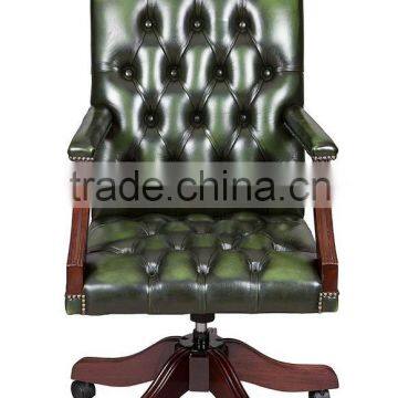 Green Chesterfield High Back Study Chair