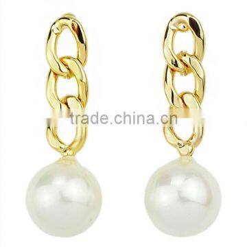 Diamond latest design gold chian big pearl earring