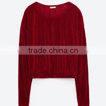 Guangzhou Factory Price Burgundy Velvet Latest Fancy Tops Girls Wholesale
