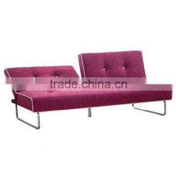 Living Room or Hotel Use Simple Style Fabric Purple Folding Sofa Bed With Metal Leg