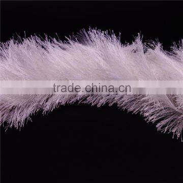 white 100% polyester feather knitting yarn , with heat setting , feather knitting yarn