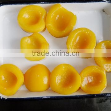 Canned yellow peach halves in light syrup 850ml EOE Stackable