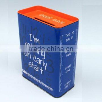 wholesale high quality with printing custom made metal coin bank