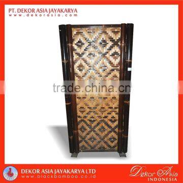 Black Bamboo Fence Panel With Wooven Mat Insert