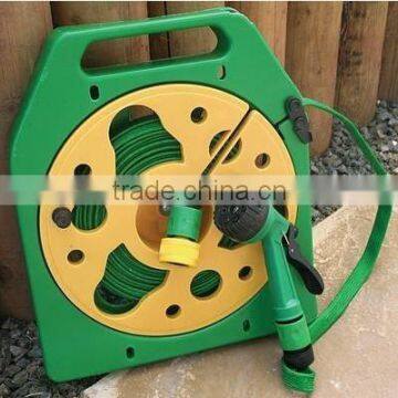 Water Garden Hose Reel With 15M Flat hose and 7 Function Nozzle