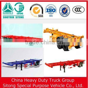 Factory Price 3 Axles 40 ft Skeleton Container Trailer , 20 ft Skeleton Semi Trailer Container Chassis