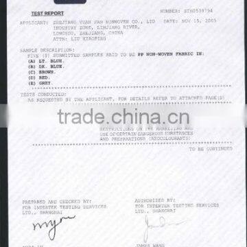 AZO TEST CERTIFICATE