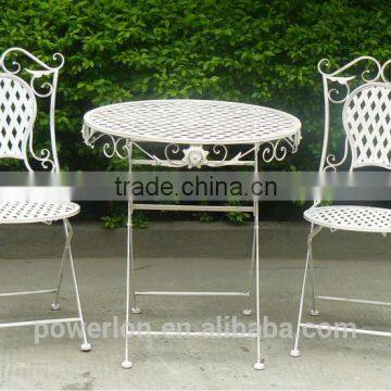 Wrought Iron 2 Seater Patio Set Folding Round Table with Chairs