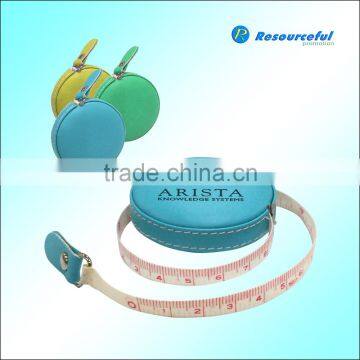 Round pu leather retractable tape measure