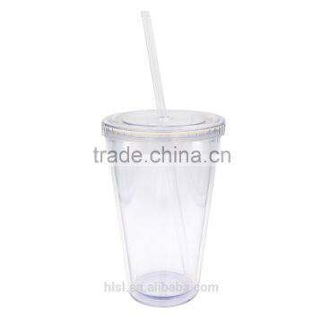 Wholesale Clear Plastic Disposable Straw Cup With Lid, IML Custom Logo Printed Cup With Straw photo-6