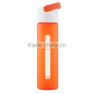 Easy-to-go passion orange glass bottle silicone protective shell