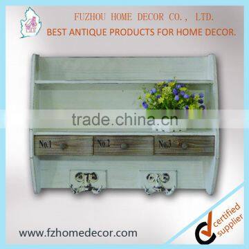 2016 classical antique wooden wall shelf with drawer