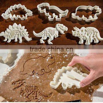 Set of 3-pieces Baking Cookie Cutters Cake Decoration Dinosaur Skeleton Fossil Dinosaur Fossil Cookie Making Molds Stamps photo-5