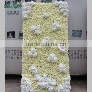 SAST-70024 white and cream yellow silk hydrangea flower wall backdrop wedding decor