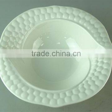 Chaozhou Supplier Wholesale White Ceramic Kitchen Fruit Bowls High Quality Serving Big Ceramic Bowls With Embossing Edge photo-2