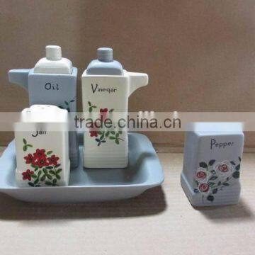 Good Quality 4pcs ceramic salt pepper oil vinegar set